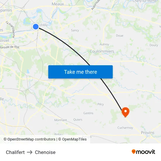 Chalifert to Chenoise map