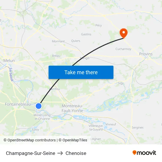 Champagne-Sur-Seine to Chenoise map