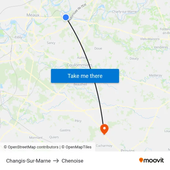 Changis-Sur-Marne to Chenoise map