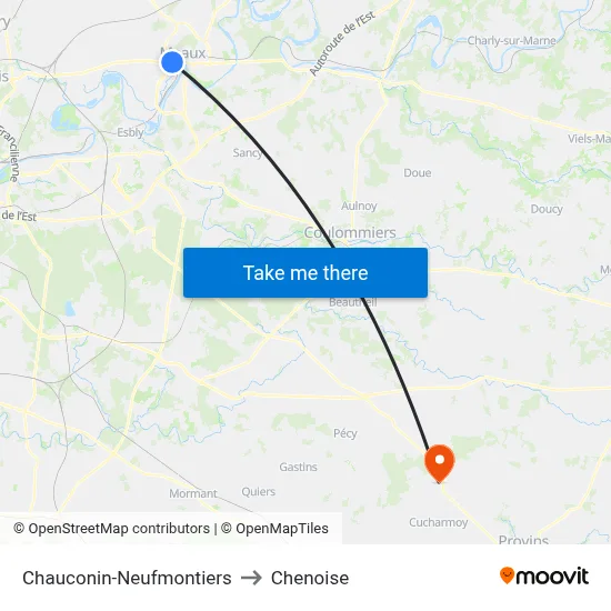 Chauconin-Neufmontiers to Chenoise map