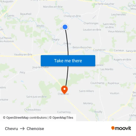 Chevru to Chenoise map