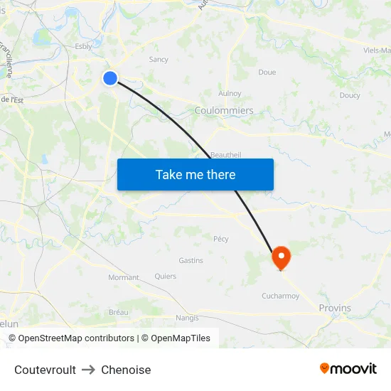 Coutevroult to Chenoise map