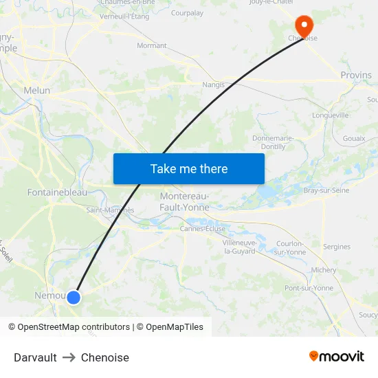 Darvault to Chenoise map