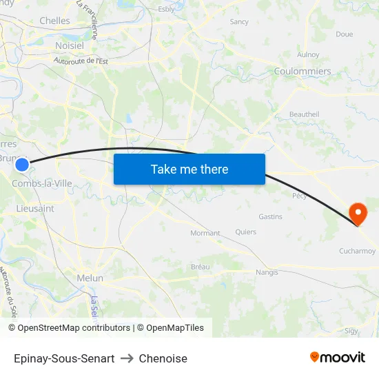 Epinay-Sous-Senart to Chenoise map