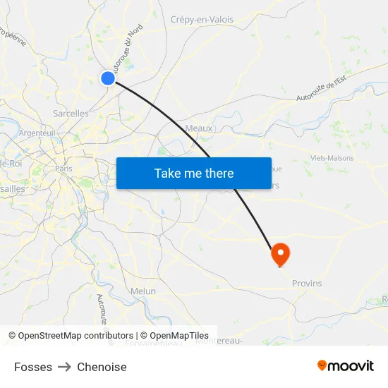 Fosses to Chenoise map