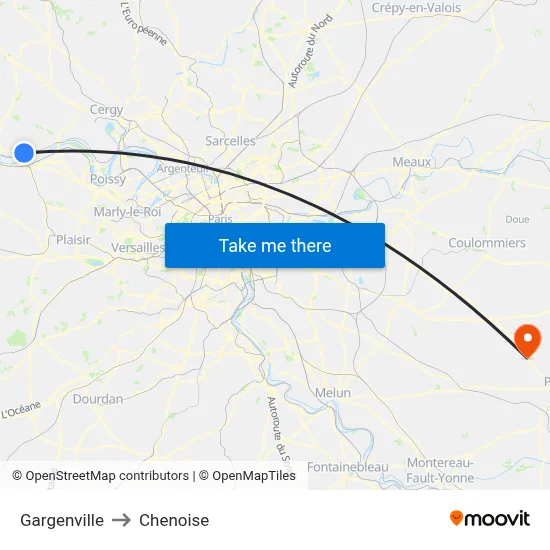 Gargenville to Chenoise map
