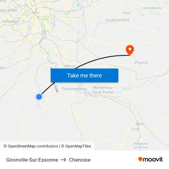 Gironville-Sur-Essonne to Chenoise map
