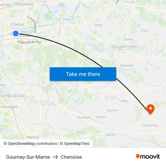 Gournay-Sur-Marne to Chenoise map