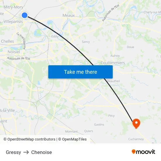 Gressy to Chenoise map