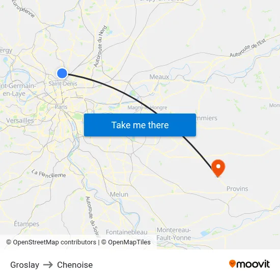Groslay to Chenoise map
