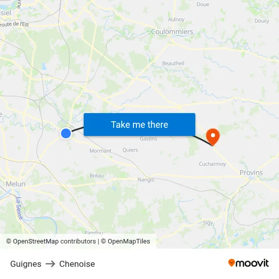 Guignes to Chenoise map