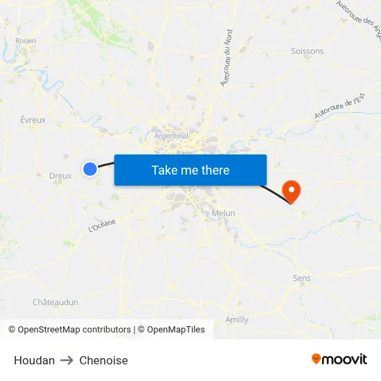 Houdan to Chenoise map