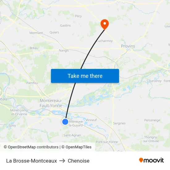 La Brosse-Montceaux to Chenoise map
