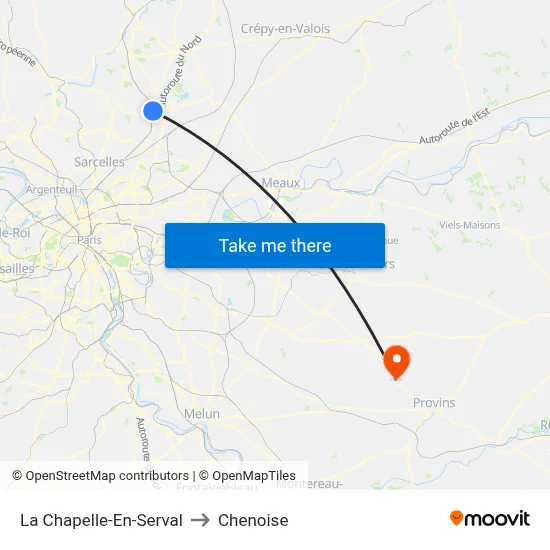 La Chapelle-En-Serval to Chenoise map