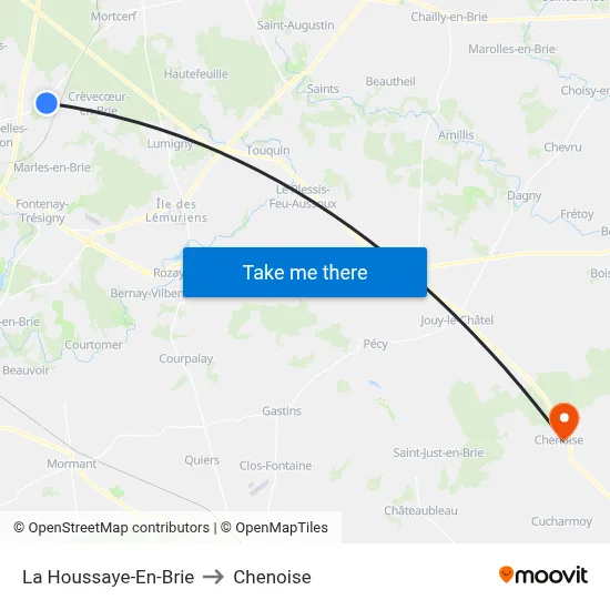 La Houssaye-En-Brie to Chenoise map
