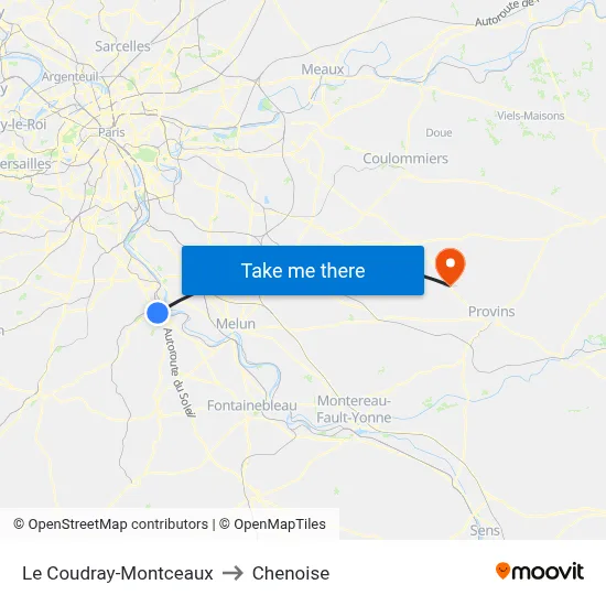 Le Coudray-Montceaux to Chenoise map