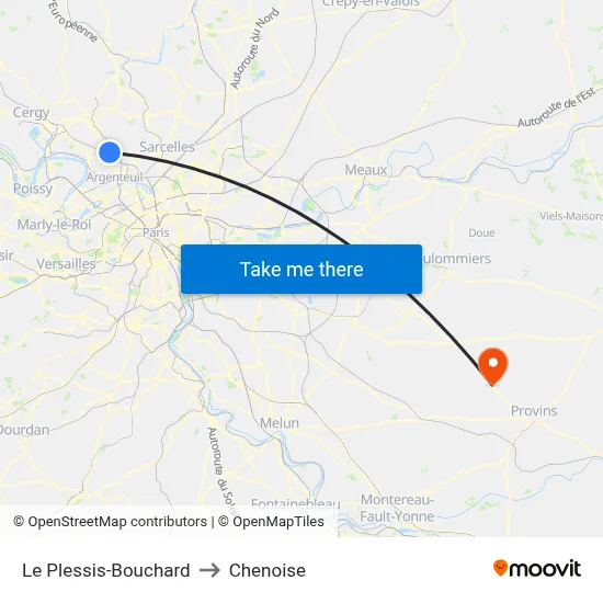 Le Plessis-Bouchard to Chenoise map