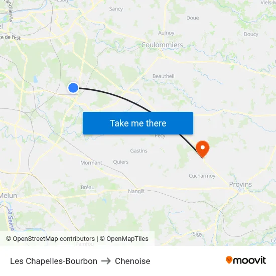 Les Chapelles-Bourbon to Chenoise map