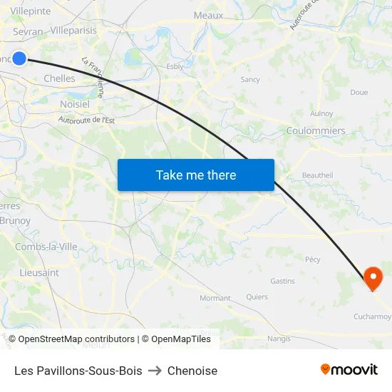 Les Pavillons-Sous-Bois to Chenoise map