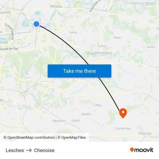 Lesches to Chenoise map