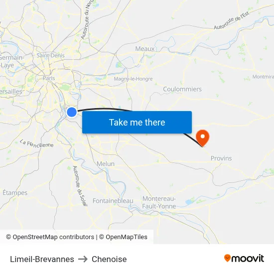 Limeil-Brevannes to Chenoise map
