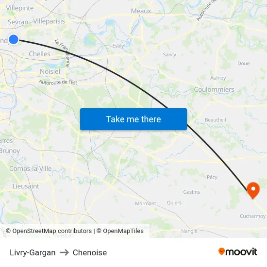 Livry-Gargan to Chenoise map