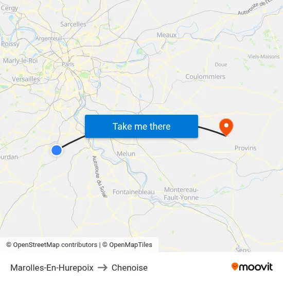 Marolles-En-Hurepoix to Chenoise map