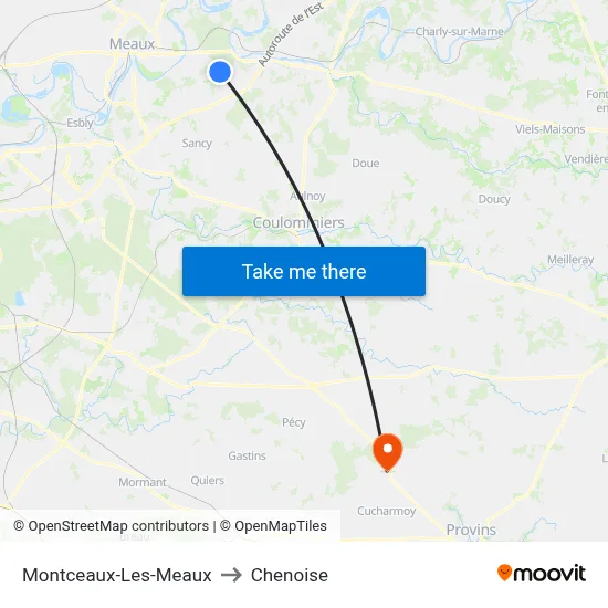 Montceaux-Les-Meaux to Chenoise map