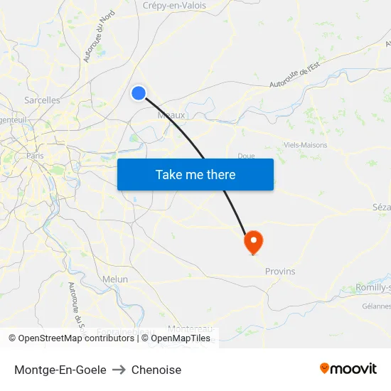 Montge-En-Goele to Chenoise map