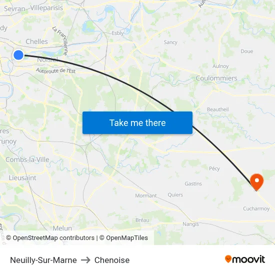 Neuilly-Sur-Marne to Chenoise map