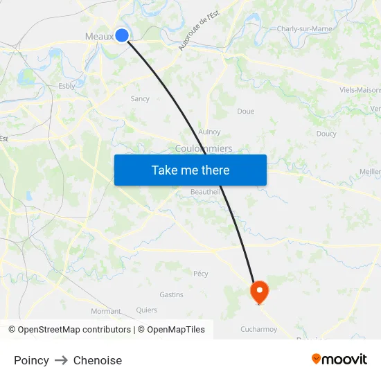 Poincy to Chenoise map