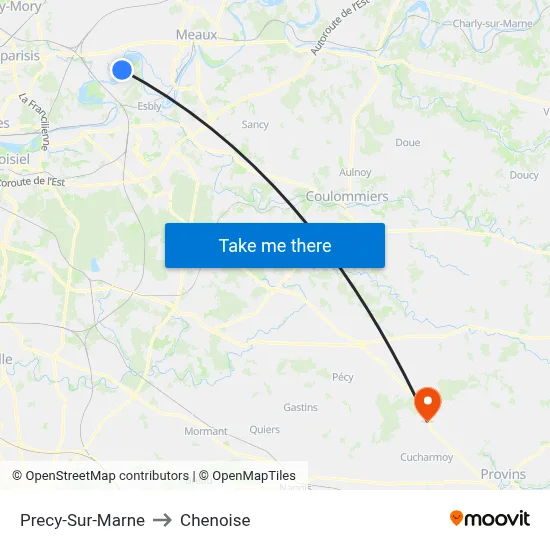 Precy-Sur-Marne to Chenoise map