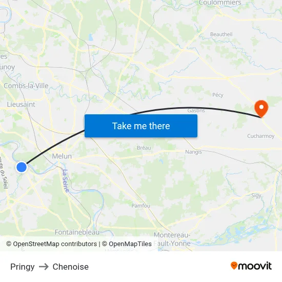 Pringy to Chenoise map