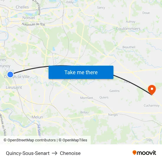 Quincy-Sous-Senart to Chenoise map