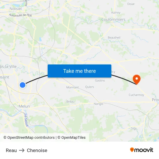 Reau to Chenoise map