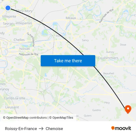 Roissy-En-France to Chenoise map