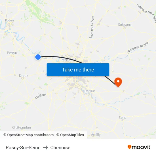 Rosny-Sur-Seine to Chenoise map