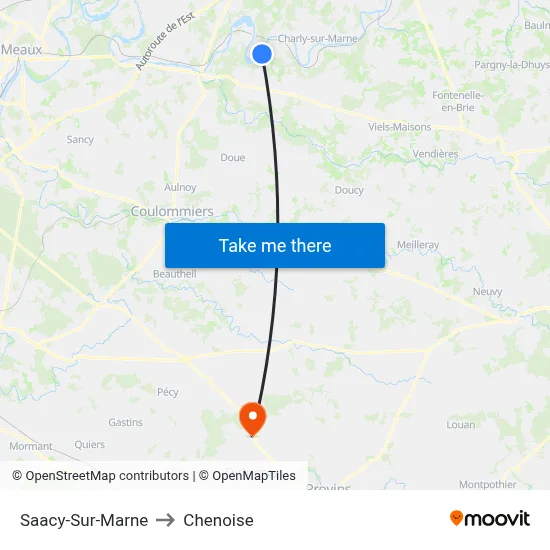 Saacy-Sur-Marne to Chenoise map