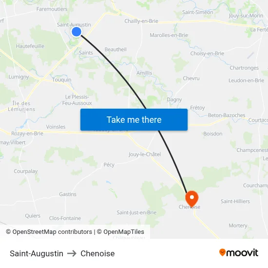 Saint-Augustin to Chenoise map