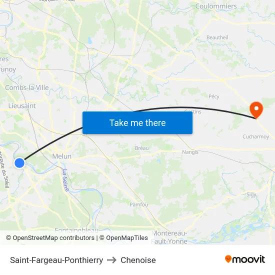 Saint-Fargeau-Ponthierry to Chenoise map