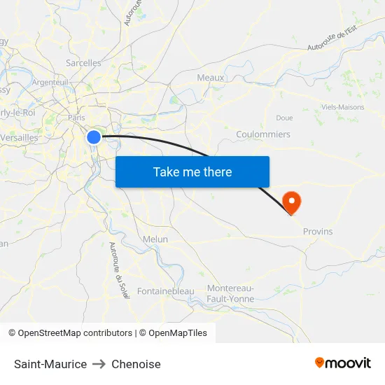 Saint-Maurice to Chenoise map