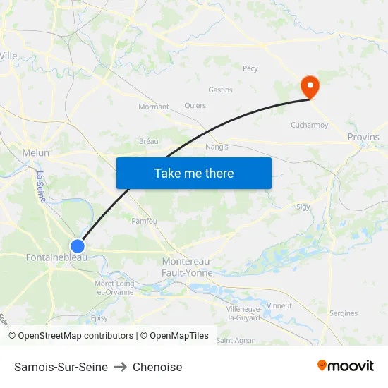 Samois-Sur-Seine to Chenoise map