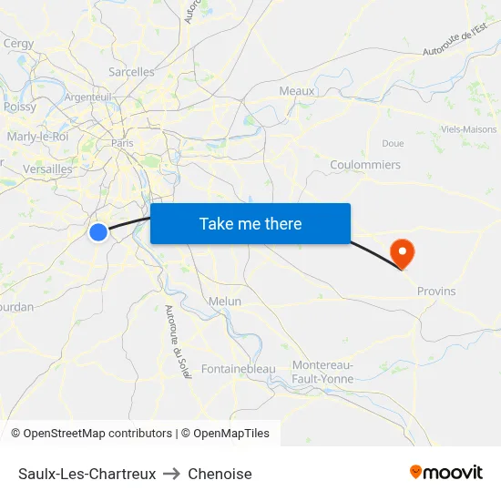 Saulx-Les-Chartreux to Chenoise map