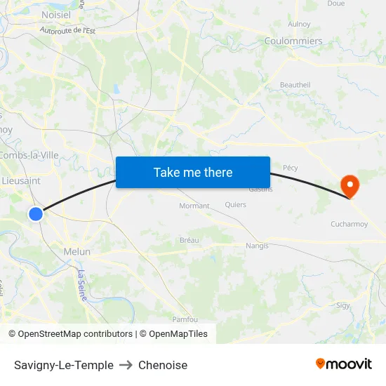 Savigny-Le-Temple to Chenoise map