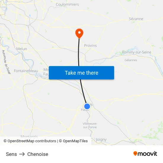 Sens to Chenoise map