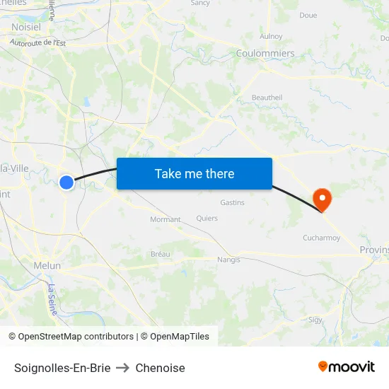 Soignolles-En-Brie to Chenoise map