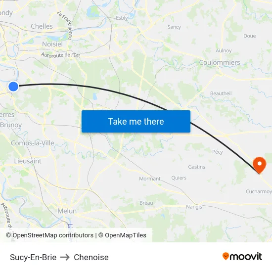 Sucy-En-Brie to Chenoise map