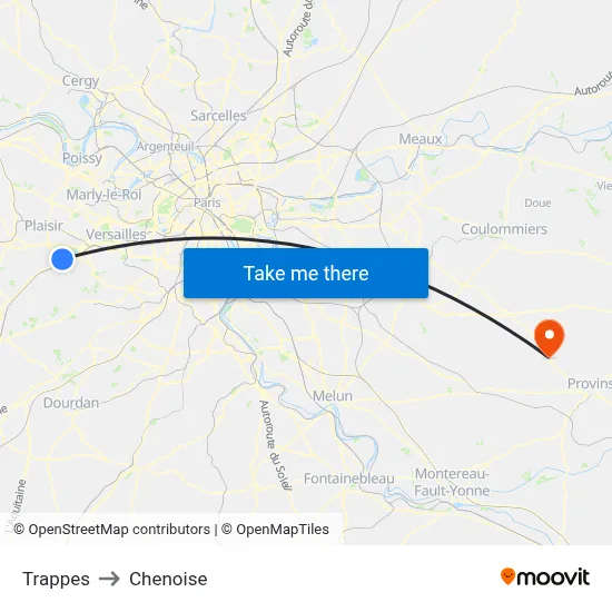 Trappes to Chenoise map