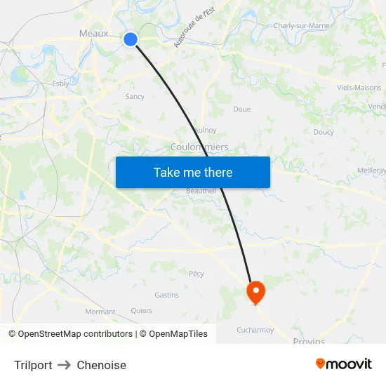 Trilport to Chenoise map