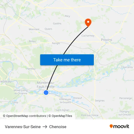 Varennes-Sur-Seine to Chenoise map